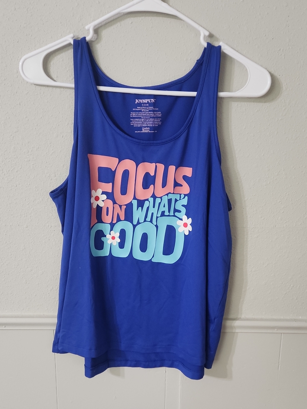 Joyspun Women's Royal Blue 'Focus On What's Good' Graphic Tank